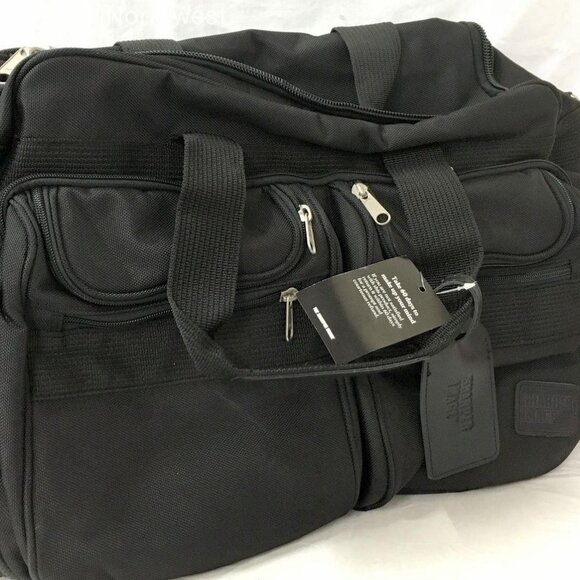 NWT Sharper Image Black Carry-On W/ Shoulder Strap / Locks Duffel Bag - Picture 1 of 11